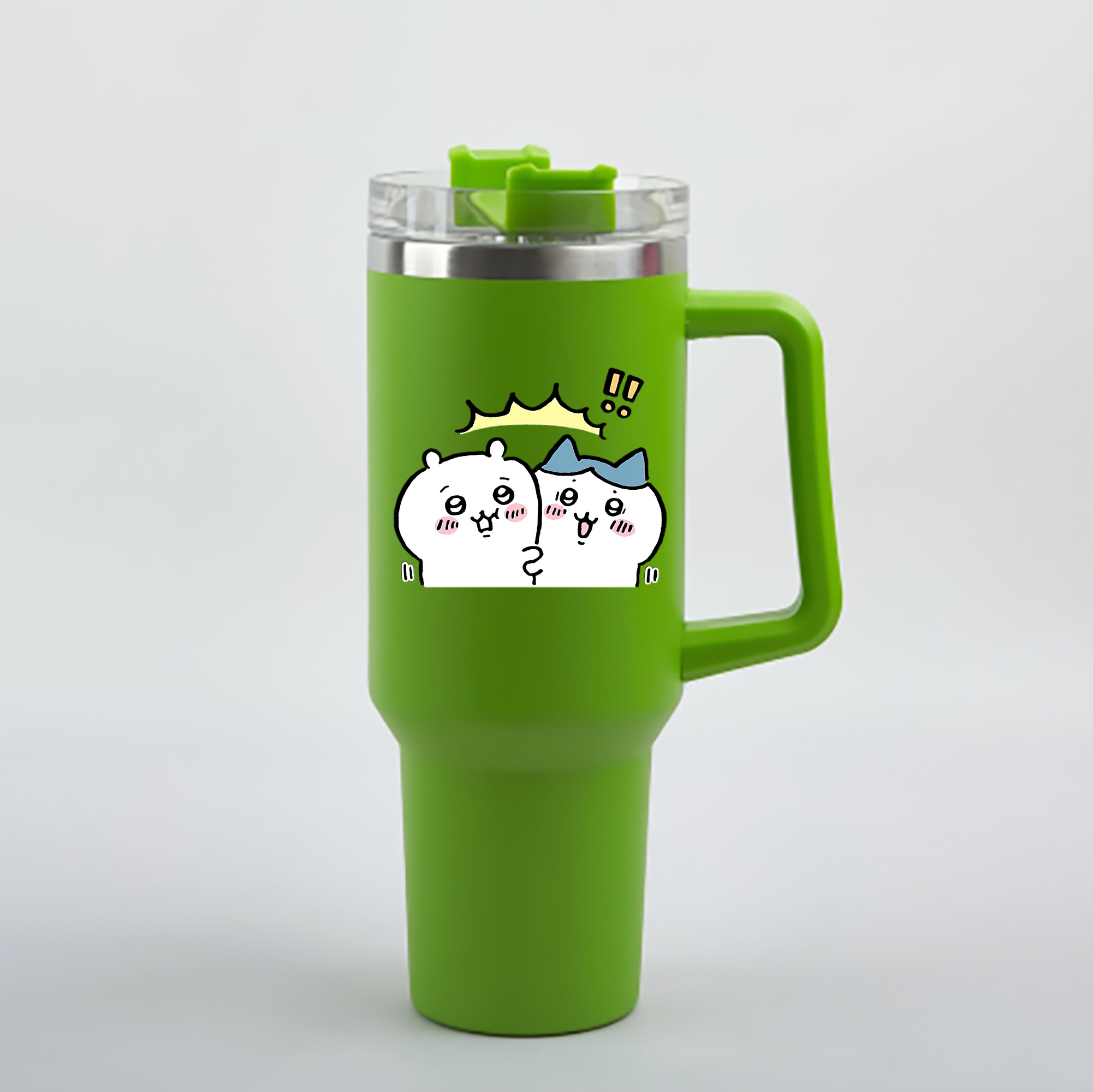 （画像用） ちいかわ ハチワレ Chii-kawa hachiware 1200mL車用タンブラー - クリスタルステッカー（プラスチックストロー付き）